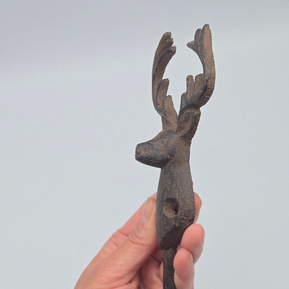 Cast Iron Buck Deer Head Wall Hook Coat Towel Hook Rustic Farmhouse Cabin Lodge - Picture 9 of 12
